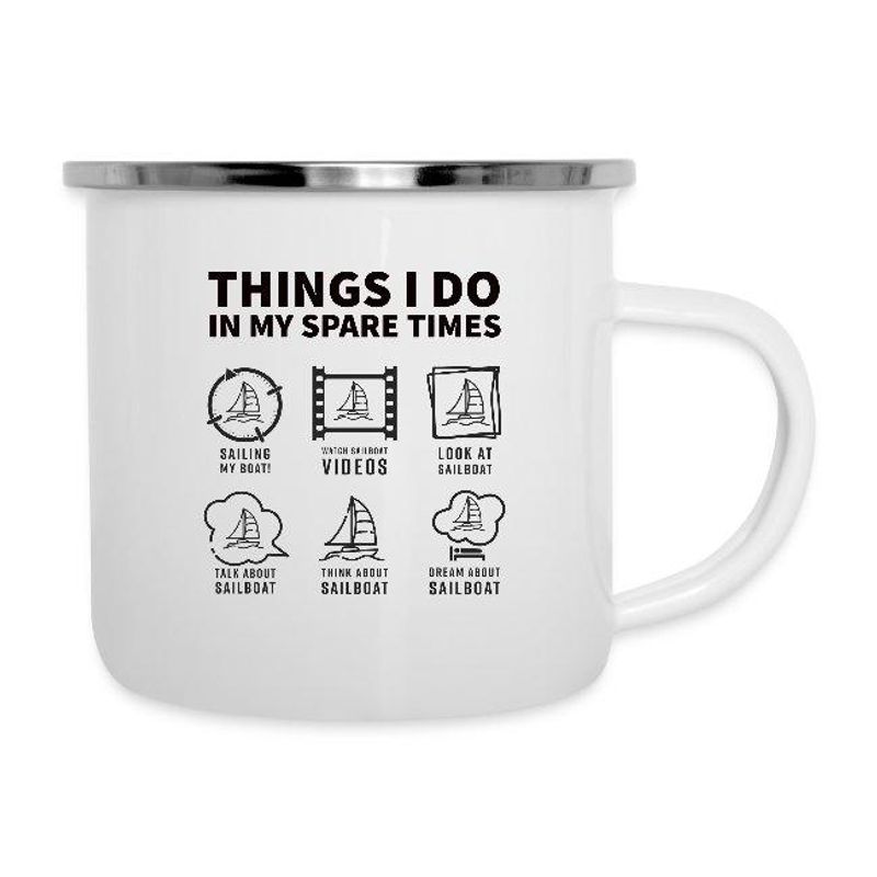 Emaljekopp med friluftsliv motiver